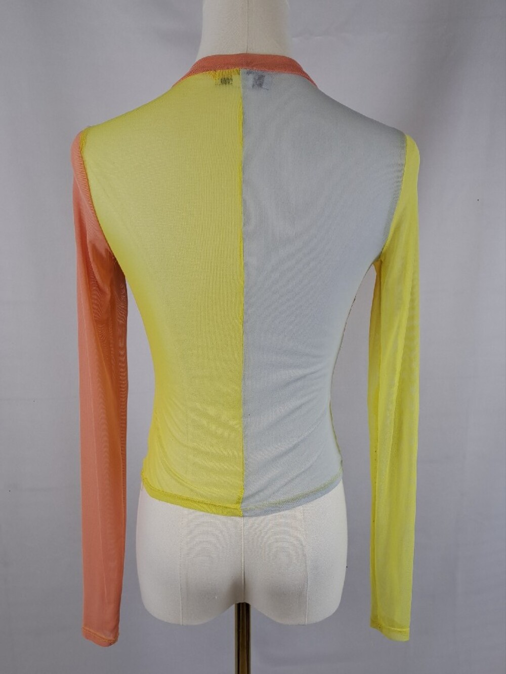 RSQ Sheer Mesh Colorblock Long Sleeve Shirt Funky Pastel Festival Y2K Size S - Picture 3 of 11